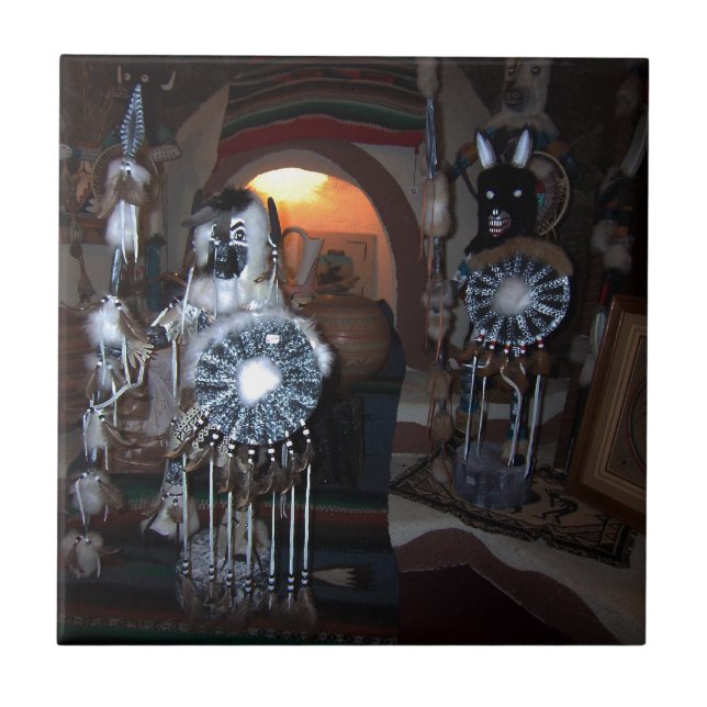 Carreau En Céramique Poupées de Kachina de Natif américain (Devant)