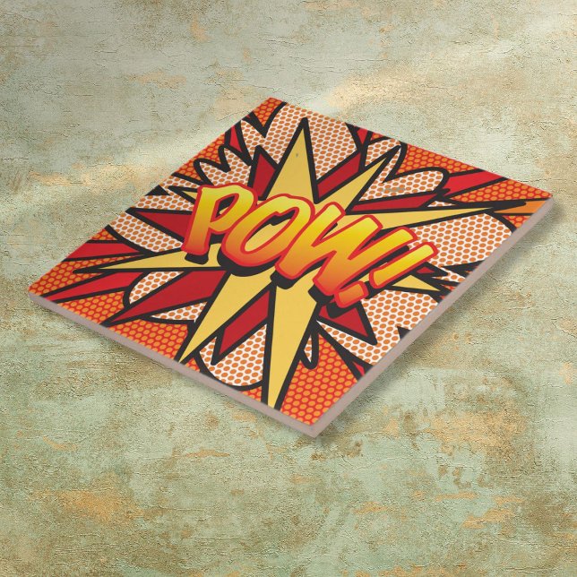 Carreau En Céramique POW Fun Retro Comédie livre Pop Art (POW Fun Retro Comic Book Pop Art Tile)