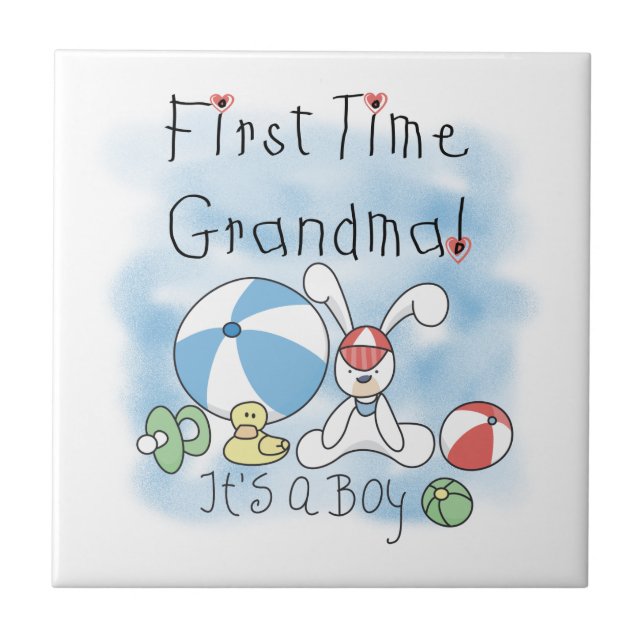 Carreau En Céramique Première Grand-mère des cadeaux de garçon (Devant)