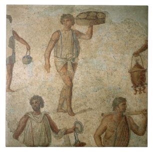 Carreau En Céramique Préparations pour un banquet, fragment de marbre,