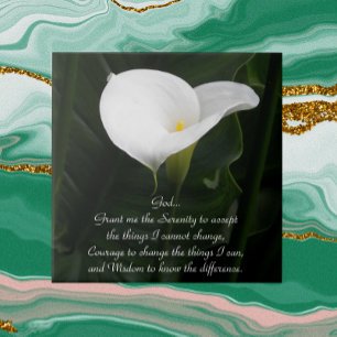 Carreau En Céramique Prière de sérénité inspirante White Calla Lily