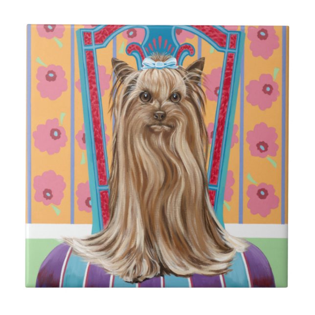 Carreau En Céramique Princesse de la Couronne Yorkie (Devant)