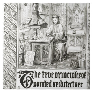 Carreau En Céramique Pugin au travail, frontispice 'des principes vrais