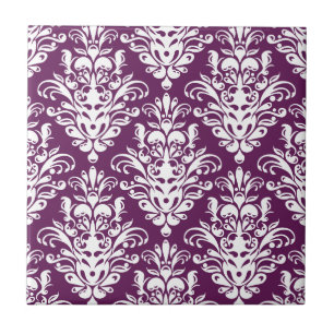 Carreau En Céramique Purple chaud et blanc Élégant modèle de Damas