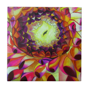 Carreau En Céramique Purple Dahlia abstract original flower art