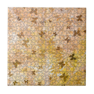 Carreau En Céramique Puzzle Papillons et Daisies-Browns par STaylor