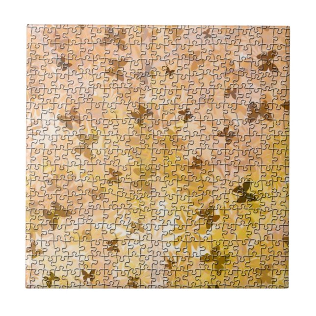 Carreau En Céramique Puzzle Papillons et Daisies-Browns par STaylor (Devant)