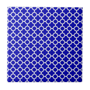 Carreau En Céramique Quatrefoil blanc bleu