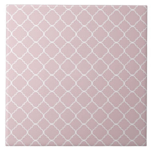 Carreau En Céramique Quatrefoil rose et blanc
