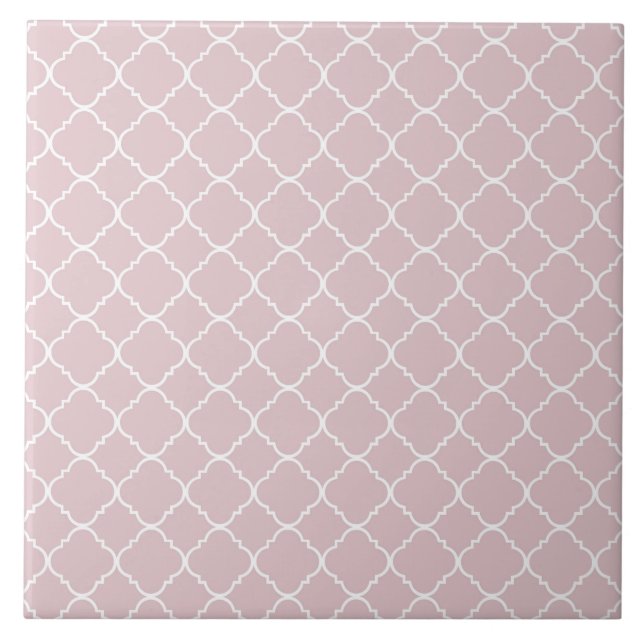 Carreau En Céramique Quatrefoil rose et blanc (Devant)