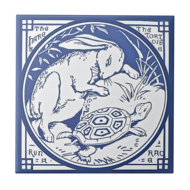 Carreau En Céramique Race Hare & Tortoise Repro Minton TIle (Devant)