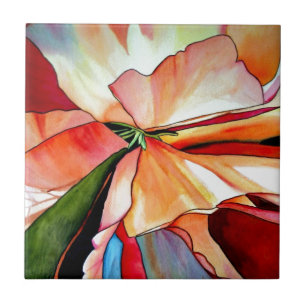 Carreau En Céramique Rainbow Begonia flower watercolour original