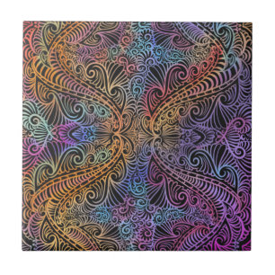 Carreau En Céramique Rainbow Kaleidoscope Mandala