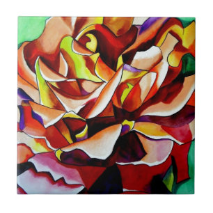 Carreau En Céramique Rainbow Sunset Rose watercolor original