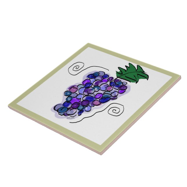 Carreau En Céramique Raisins fantaisie (sauge/blanc) (Côté)