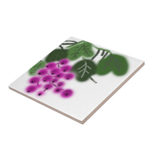 Carreau En Céramique raisins violets et feuilles vertes