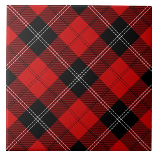 Carreau En Céramique Ramsay tartan rouge noir plaid (Devant)