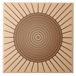 Carreau En Céramique Rayon de soleil géométrique moderne - brun et Ta