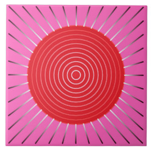Carreau En Céramique Rayon de soleil géométrique moderne - fuchsia et