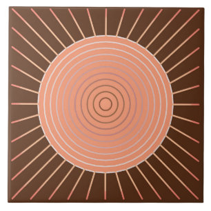 Carreau En Céramique Rayon de soleil géométrique moderne - pêche et