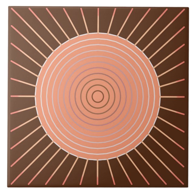 Carreau En Céramique Rayon de soleil géométrique moderne - pêche et (Devant)