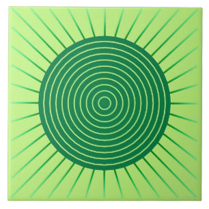 Carreau En Céramique Rayon de soleil géométrique moderne - vert vert et