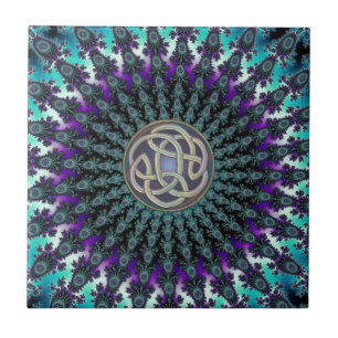 Carreau En Céramique Rayonnement du noeud celtique grunge de mandala de