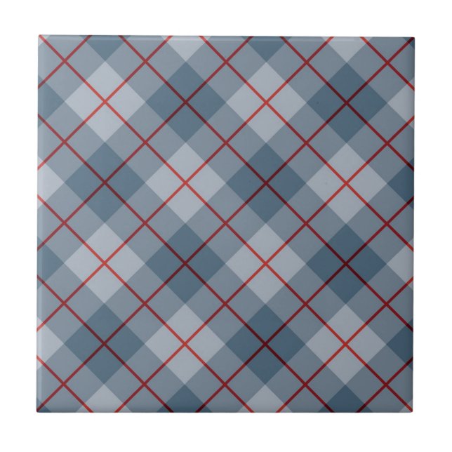 Carreau En Céramique Rayure Bleu-Rouge de plaid polarisé (Devant)