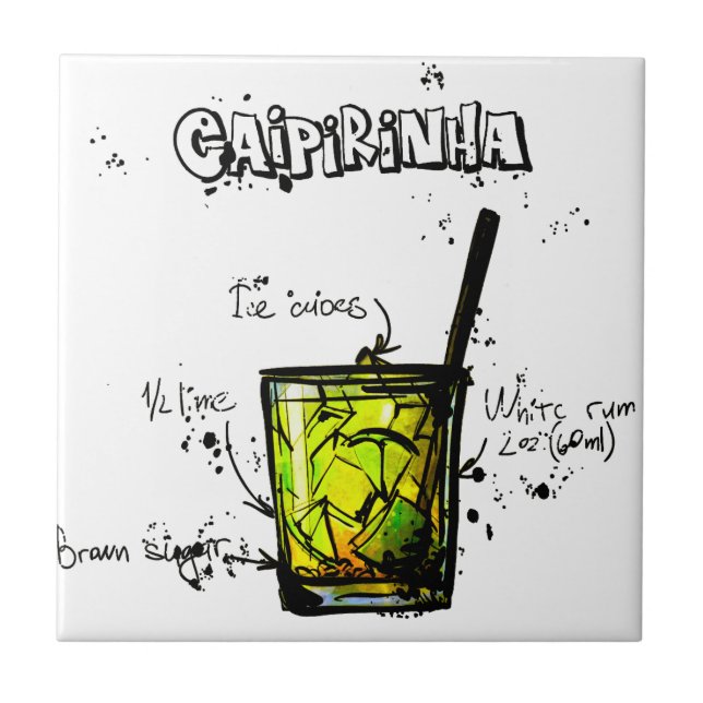 Carreau En Céramique Recette Caipirinia de cocktail (Devant)