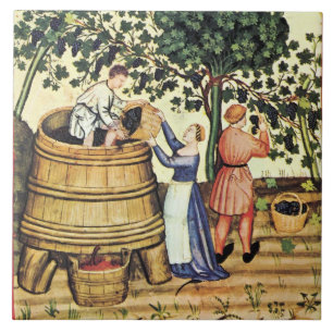 CARREAU EN CÉRAMIQUE RÉCOLTE ANTIQUE DE VIGNES