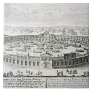 Carreau En Céramique Reconstruction d'une bataille navale romaine, de