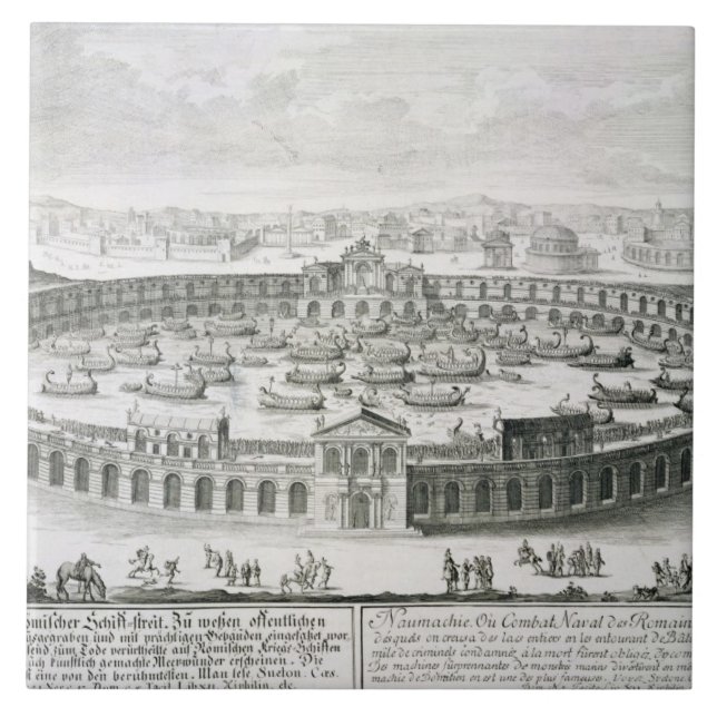 Carreau En Céramique Reconstruction d'une bataille navale romaine, de (Devant)