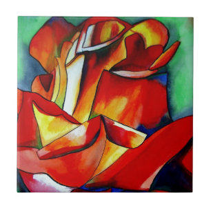 Carreau En Céramique Red France Libre rose aquarelle art