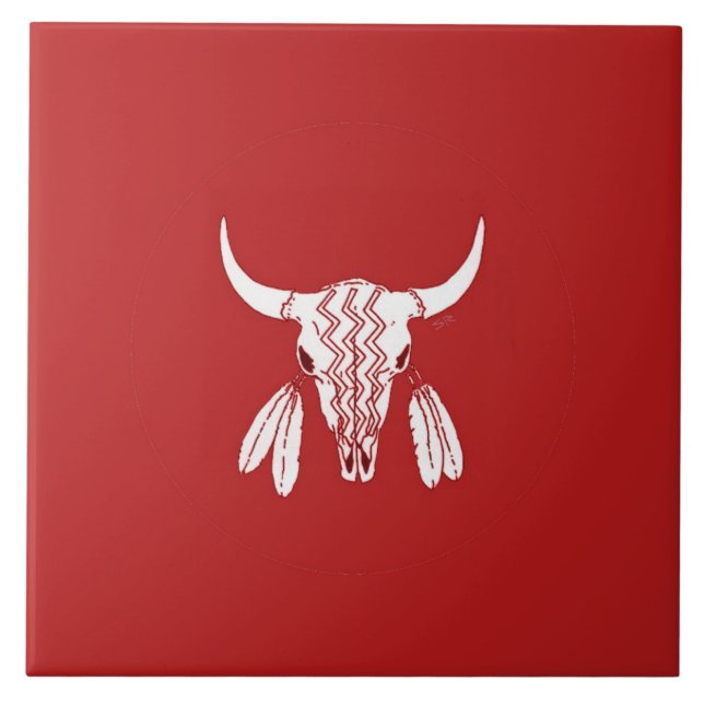 Carreau En Céramique Red Ghost Dance Buffalo grande tuile (Devant)