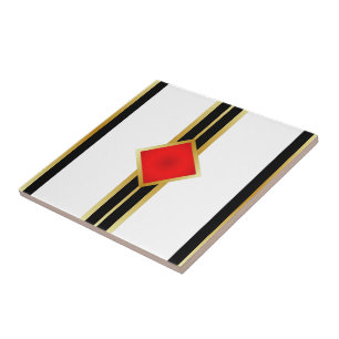 Carreau En Céramique Red Gold Black Stripes