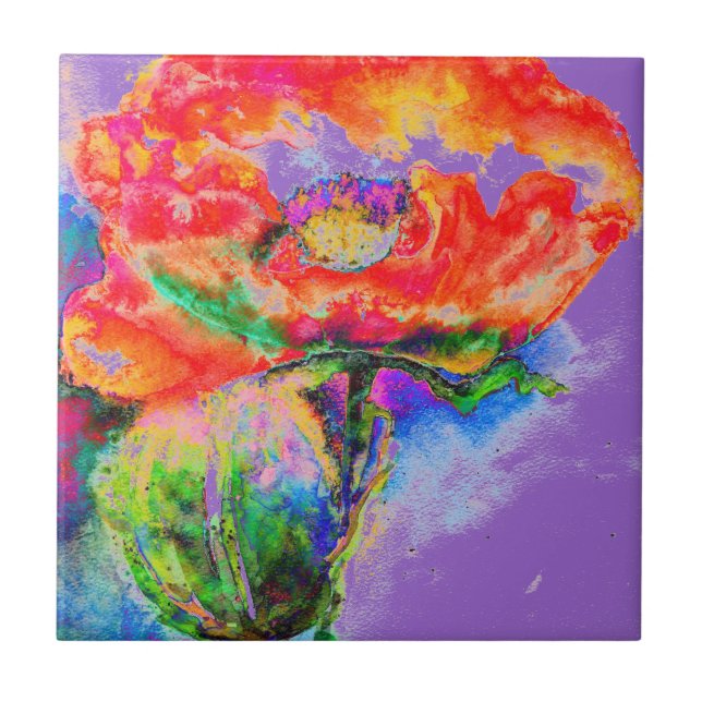 Carreau En Céramique Red Poppy -violet (Devant)