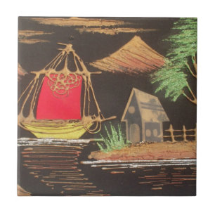 Carreau En Céramique Red Sailboat Paysage peinture à l'huile Imprimer