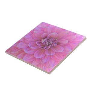 CARREAU EN CÉRAMIQUE "REGARDER EN PROFONDEUR DANS LA DAHLIE ROSE" CARRE