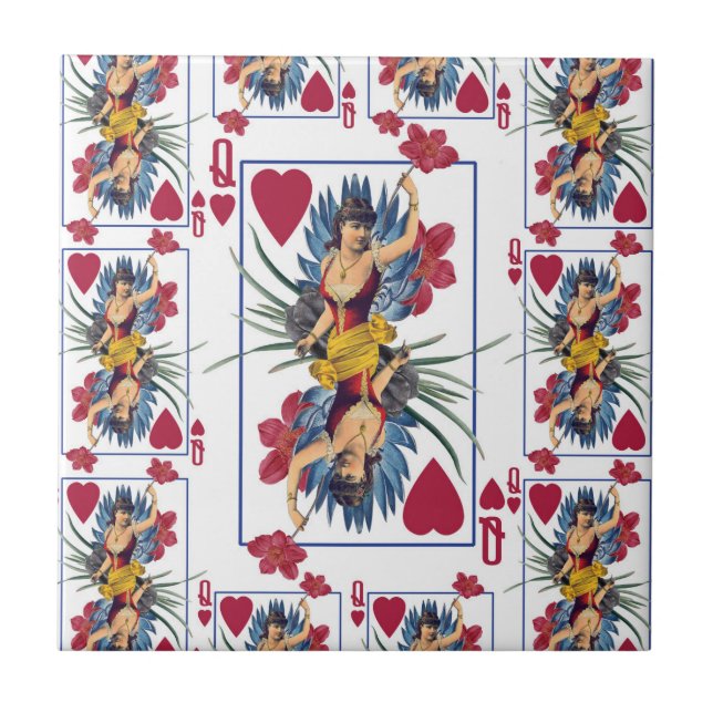 Carreau En Céramique Reine des cœurs et des fleurs (Devant)