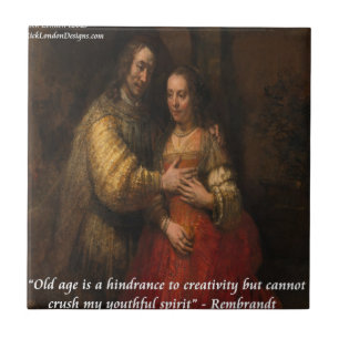 Carreau En Céramique Rembrandt "L'épouse juive" & Citation de la vieill