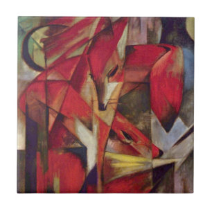 Carreau En Céramique Renards par Franz Marc, Art Abstrait Cubisme Vinta