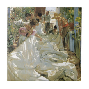 Carreau En Céramique Réparant la voile - Joaquín Sorolla y Bastida