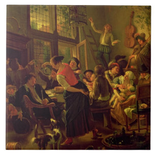 Carreau En Céramique Repas de famille (huile sur la toile)