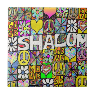 Carreau En Céramique Retro 60s Psychedelic Shalom LOVE Carrelage en cér