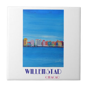 Carreau En Céramique Rétro affiche Willemstad Curaçao