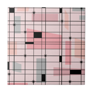 Carreau En Céramique Rétro grille rose et carreau de céramique de