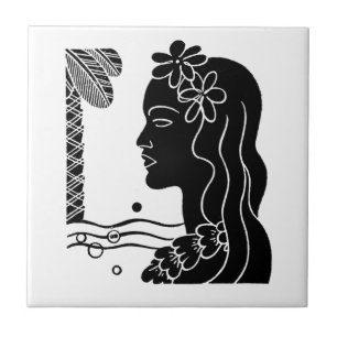 Carreau En Céramique Retro Hawaiian Hula Girl