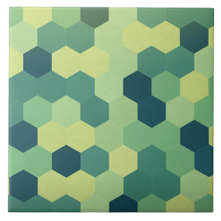 Carreau En Céramique Rétro motif jaune vert-bleu d'hexagone