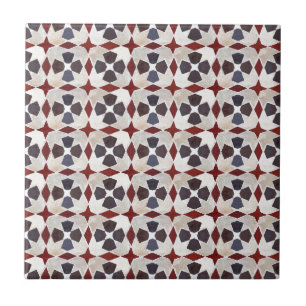 Carreau En Céramique Rétro motif marocain (rouge, bleu, beige)
