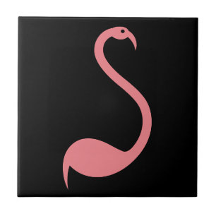 Carreau En Céramique Rétro oiseau rose de Flamant rose sur la tuile